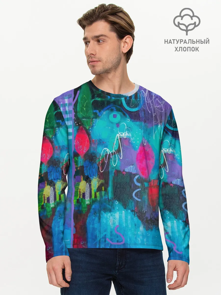 Мужской лонгслив базовый / Морская глубина