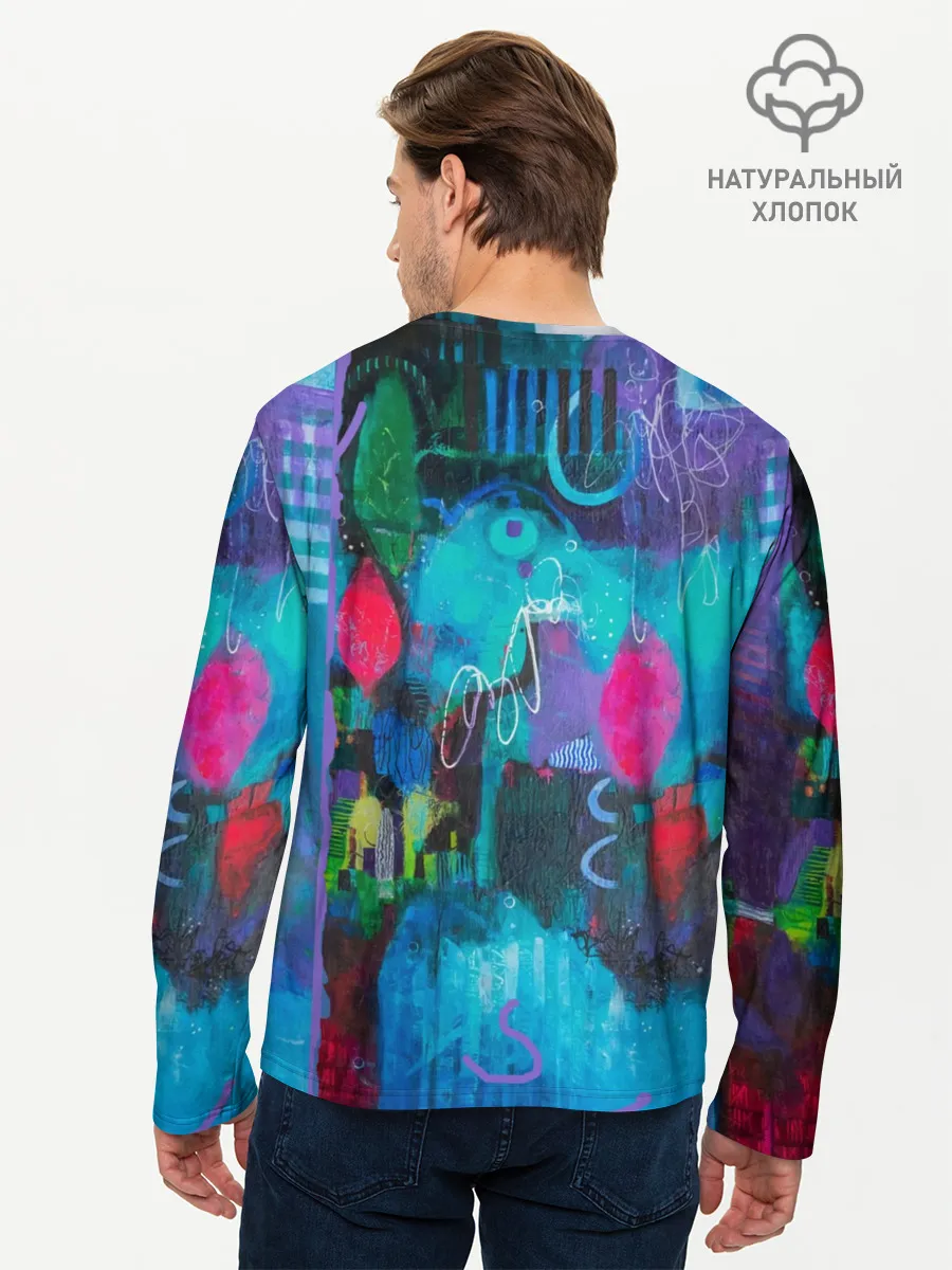 Мужской лонгслив базовый / Морская глубина