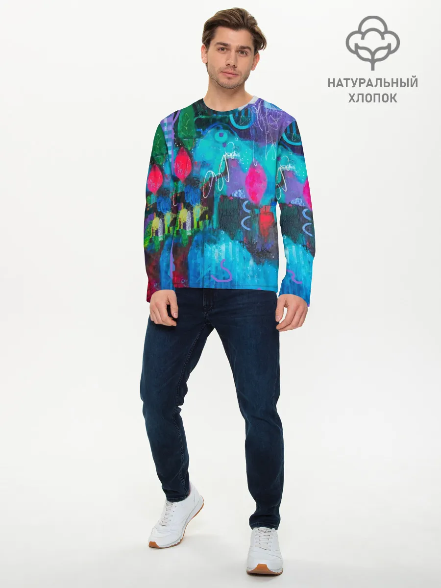 Мужской лонгслив базовый / Морская глубина