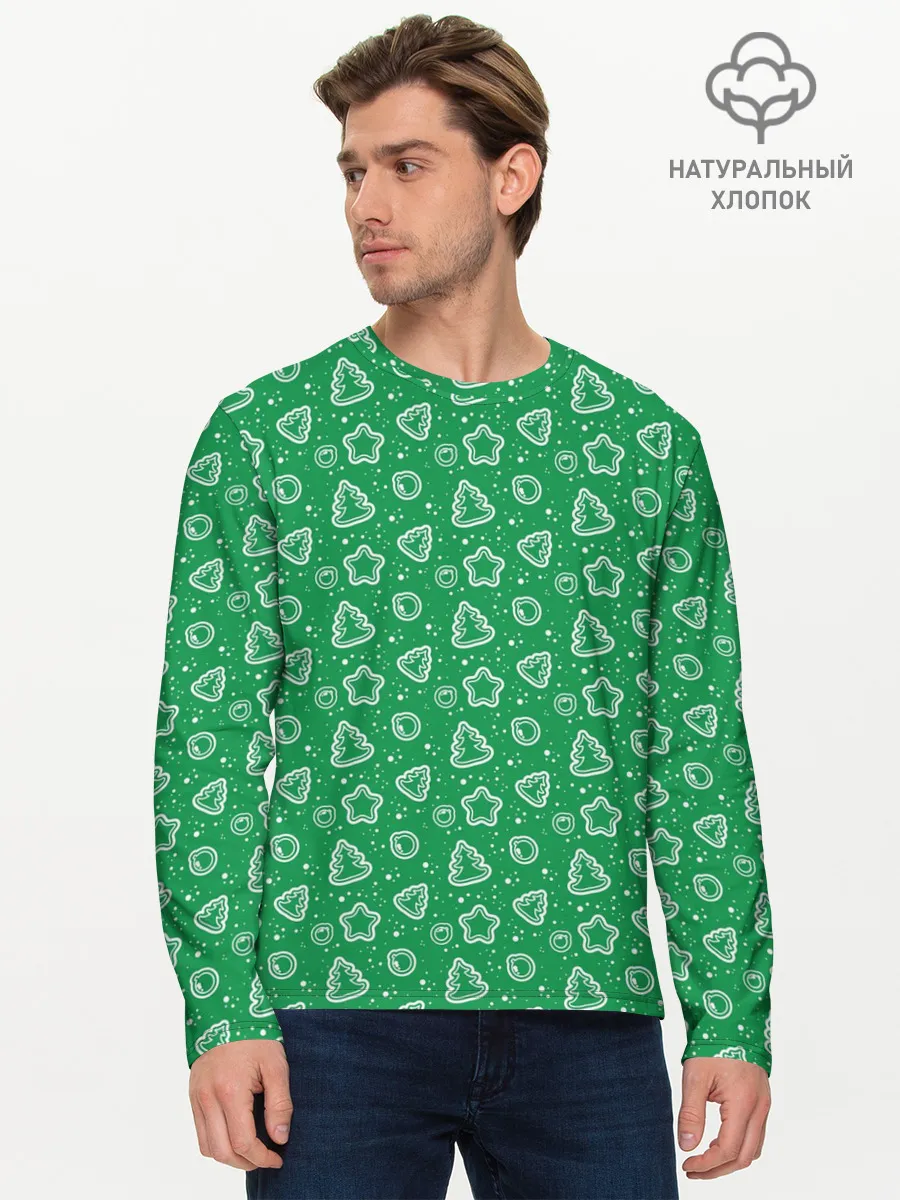 Мужской лонгслив базовый / Ёлочки