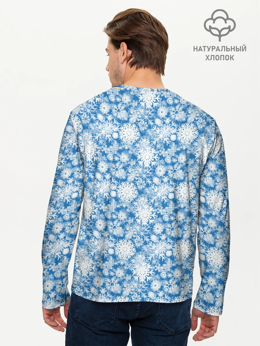 Мужской лонгслив базовый / Узоры Снежных Хлопьев