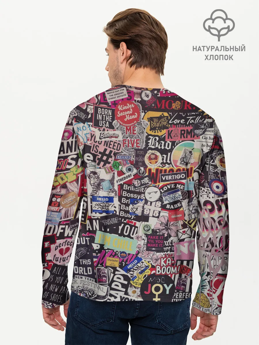 Мужской лонгслив базовый / Набор Стикеров