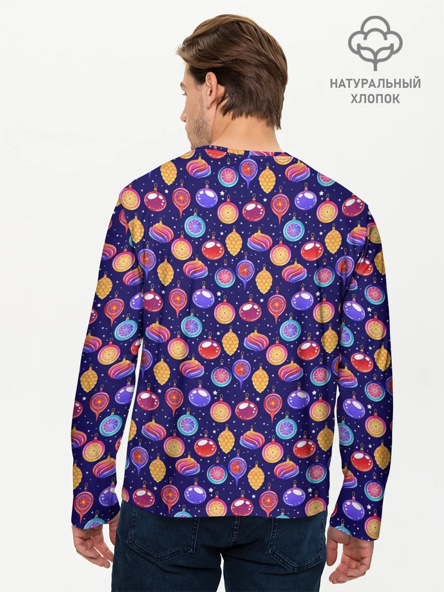 Мужской лонгслив базовый / Новогодние Ёлочные Украшения