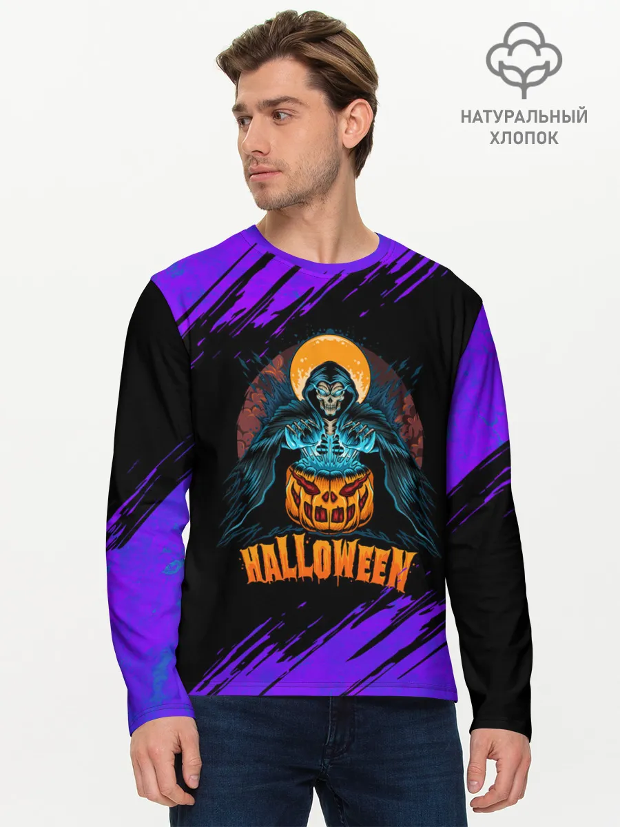 Мужской лонгслив базовый / ВЕДЬМА КОЛДУЕТ НАД ТЫКВОЙ