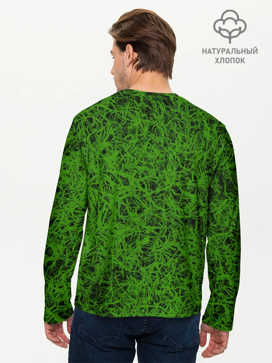 Мужской лонгслив базовый / зелёный паттерн