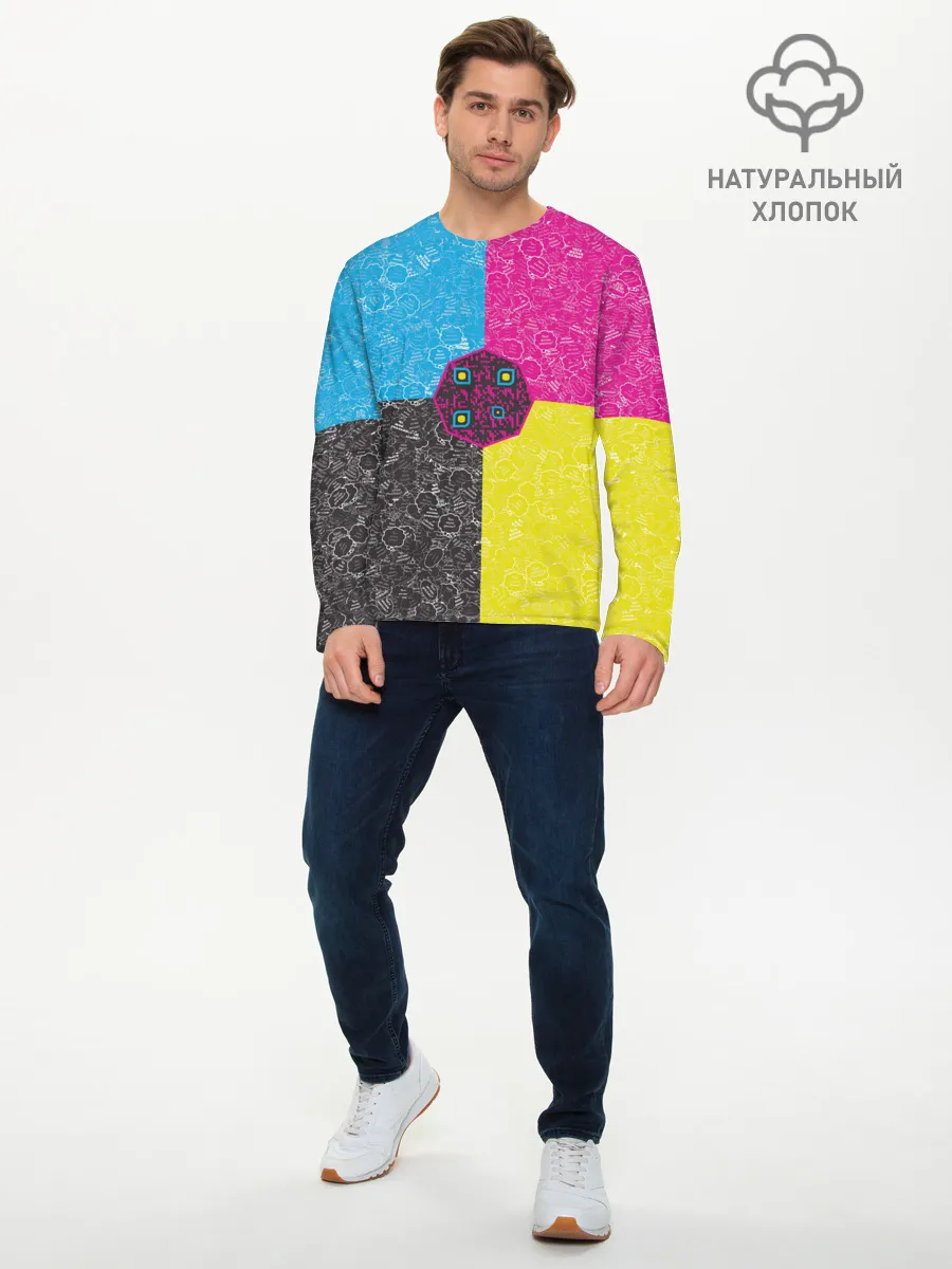 Мужской лонгслив базовый / Октагон на фоне АПВ 4.1.14