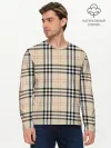 Мужской лонгслив базовый / клетчатый принт в стиле Burberry