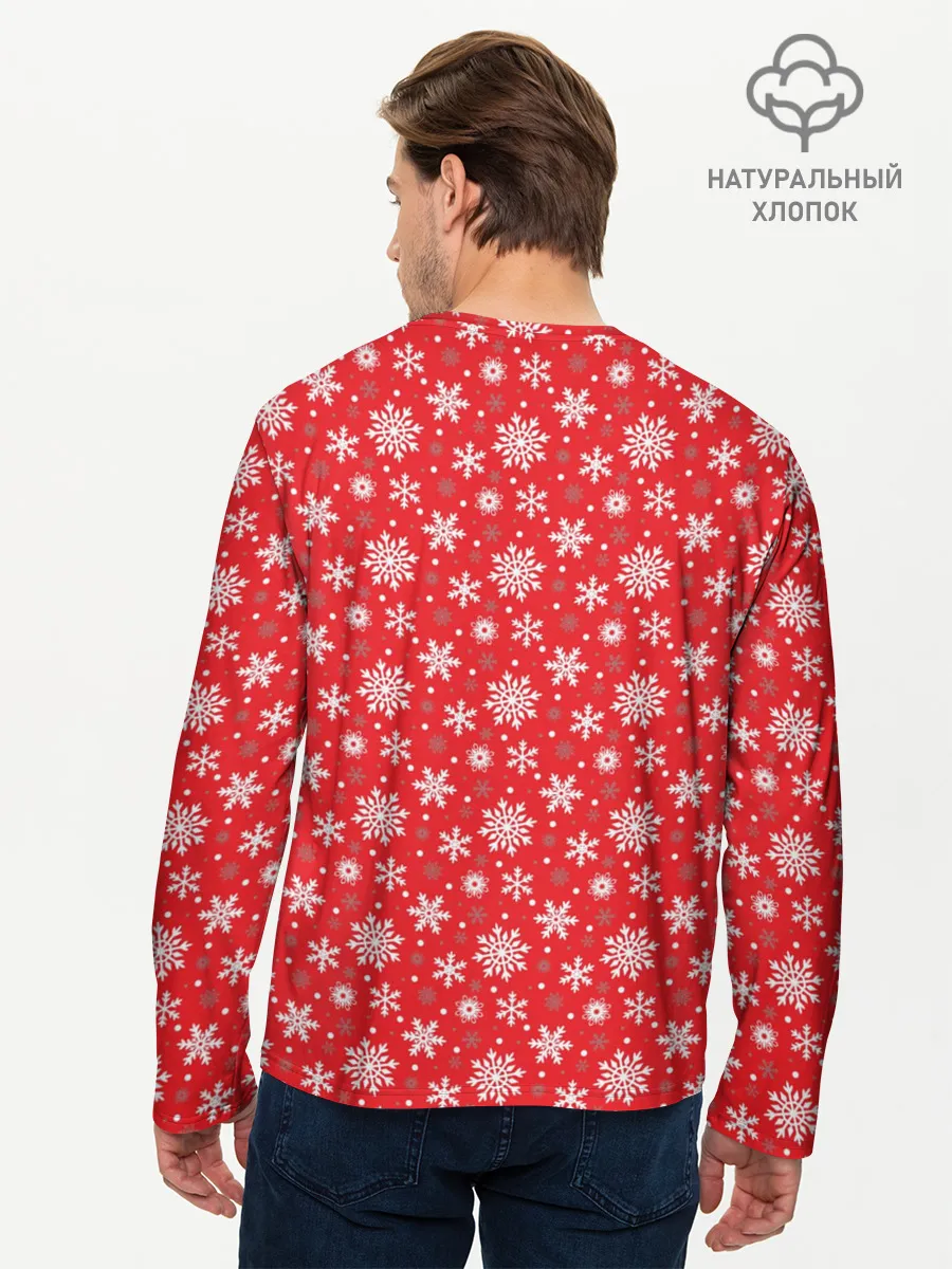 Мужской лонгслив базовый / Снежинки