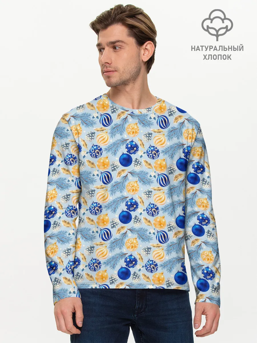 Мужской лонгслив базовый / Новогодние Украшения