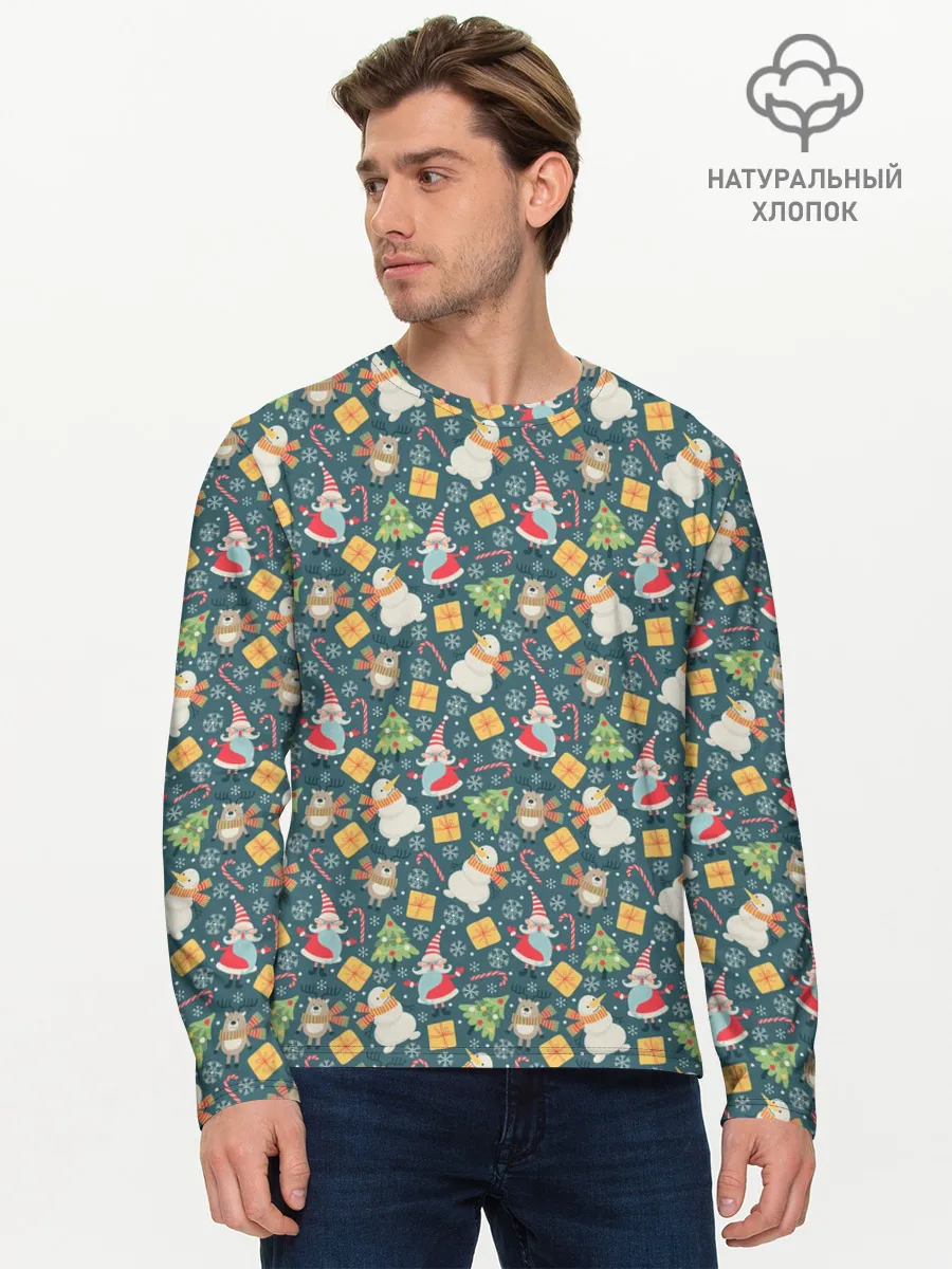 Мужской лонгслив базовый / С Новым Годом