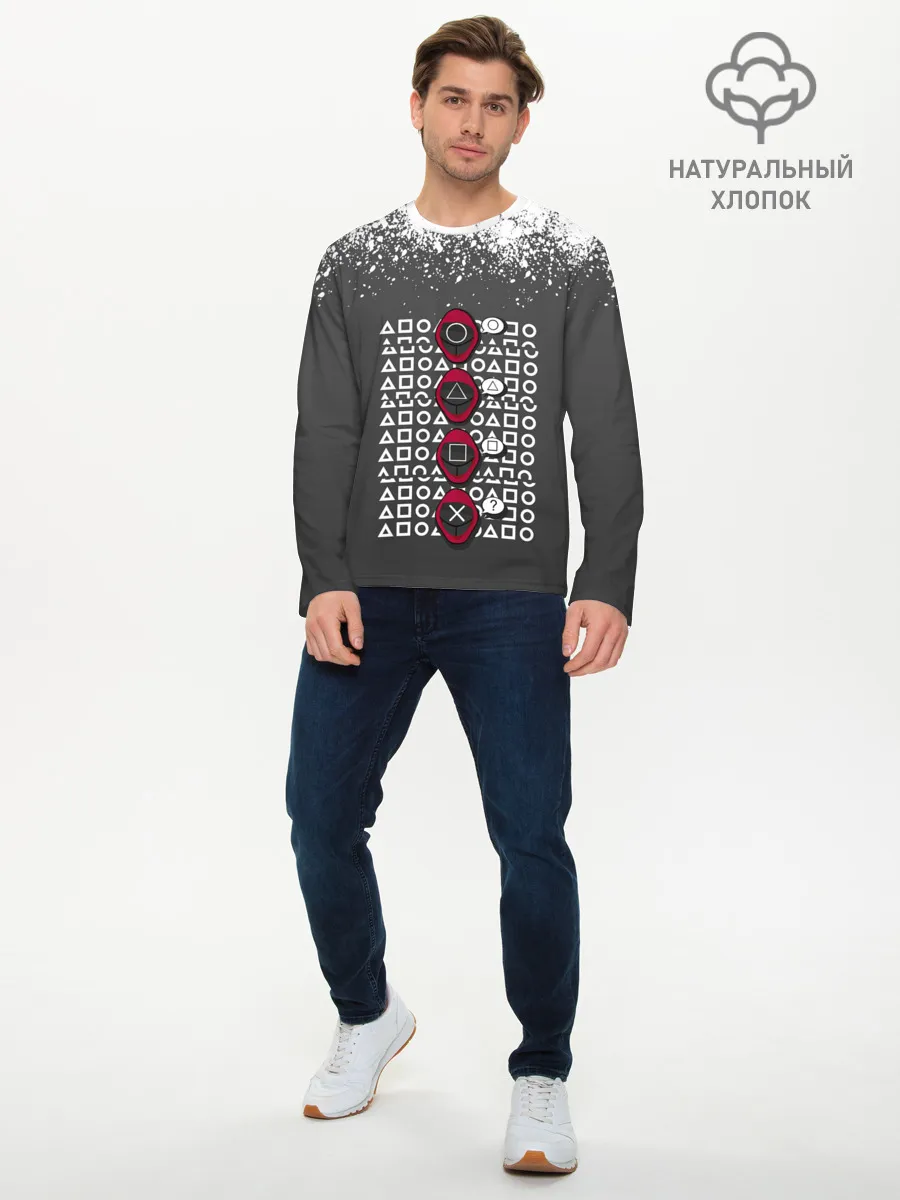 Мужской лонгслив базовый / КТО КРЕСТ | ИГРА В КАЛЬМАРА