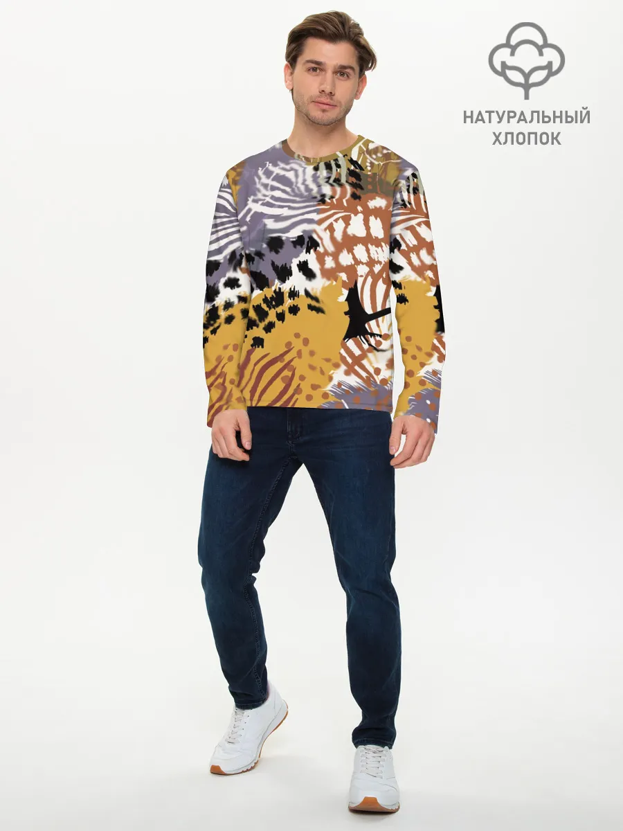 Мужской лонгслив базовый / Зебра Пятнистая