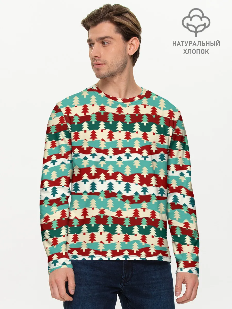 Мужской лонгслив базовый / Ёлочки