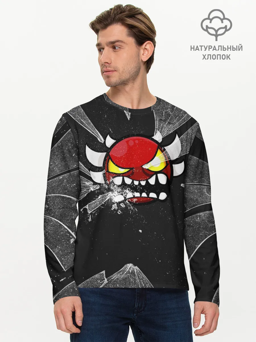 Мужской лонгслив базовый / Геометри Даш осколки | Geometry Dash