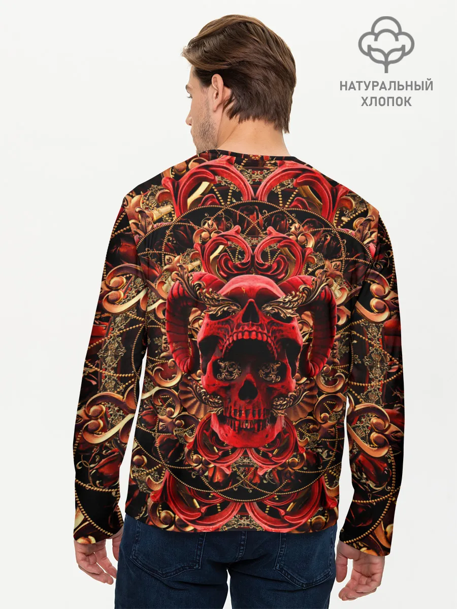 Мужской лонгслив базовый / Череп красного демона