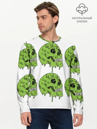 Мужской лонгслив базовый / Кислотный Череп!)