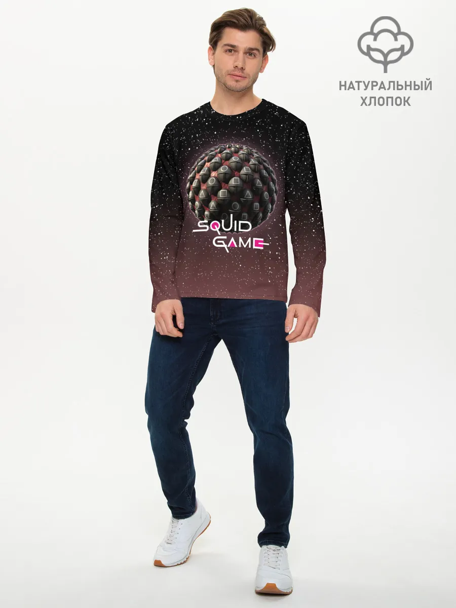Мужской лонгслив базовый / ПЛАНЕТА ИГР | ИГРА В КАЛЬМАРА