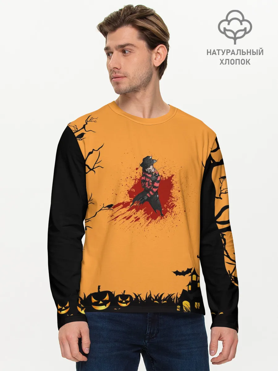 Мужской лонгслив базовый / Halloween Freddy Blood