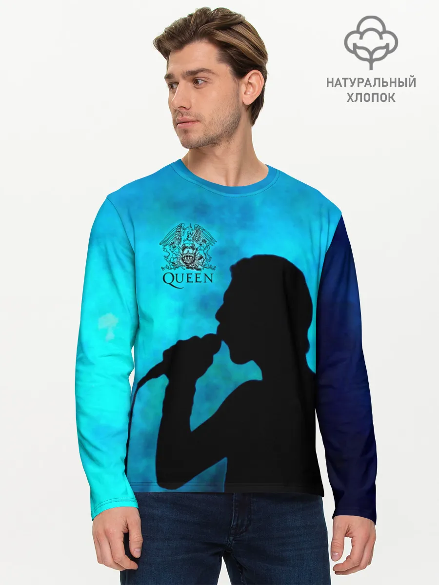 Мужской лонгслив базовый / Силуэт Фредди Меркьюри группа Queen