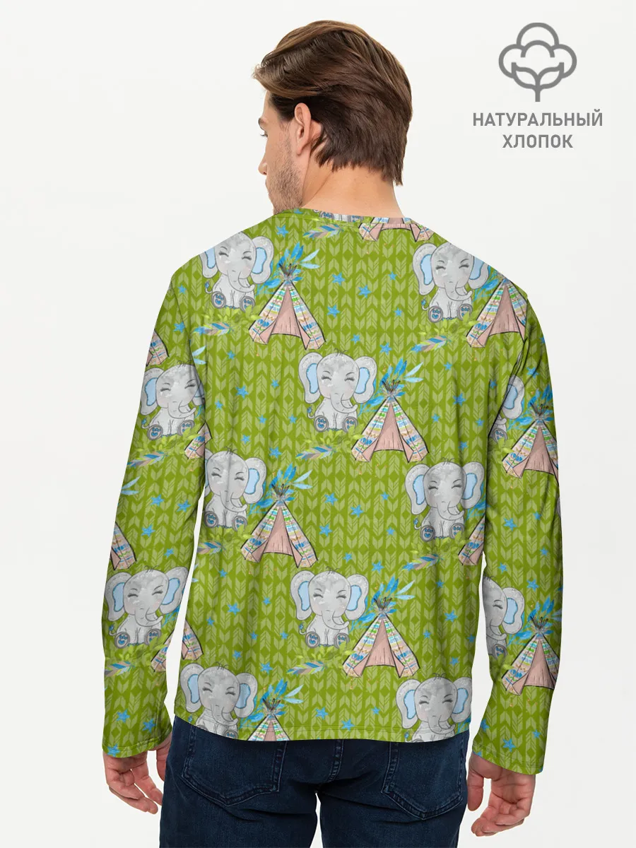 Мужской лонгслив базовый / Слоник и вигвам