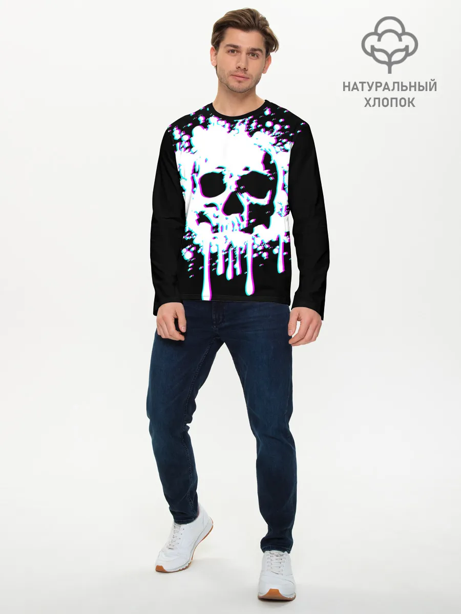 Мужской лонгслив базовый / Мерцающий череп
