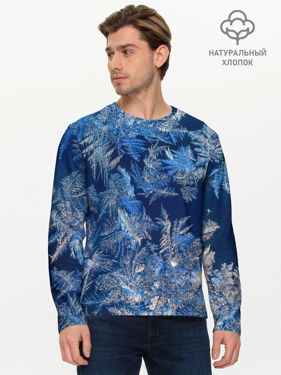 Мужской лонгслив базовый / Снежинки макро snowflakes macro