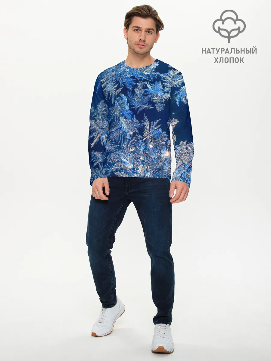 Мужской лонгслив базовый / Снежинки макро snowflakes macro