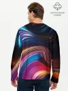 Мужской лонгслив базовый / Цветные неоновые волны