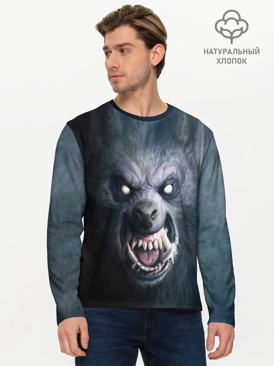Мужской лонгслив базовый / ВОЛК-ОБОРОТЕНЬ