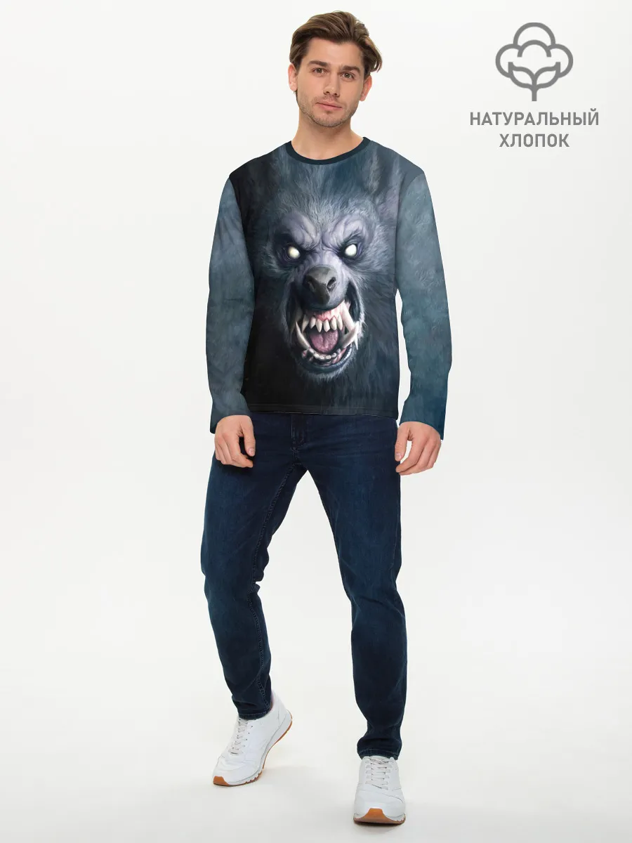 Мужской лонгслив базовый / ВОЛК-ОБОРОТЕНЬ