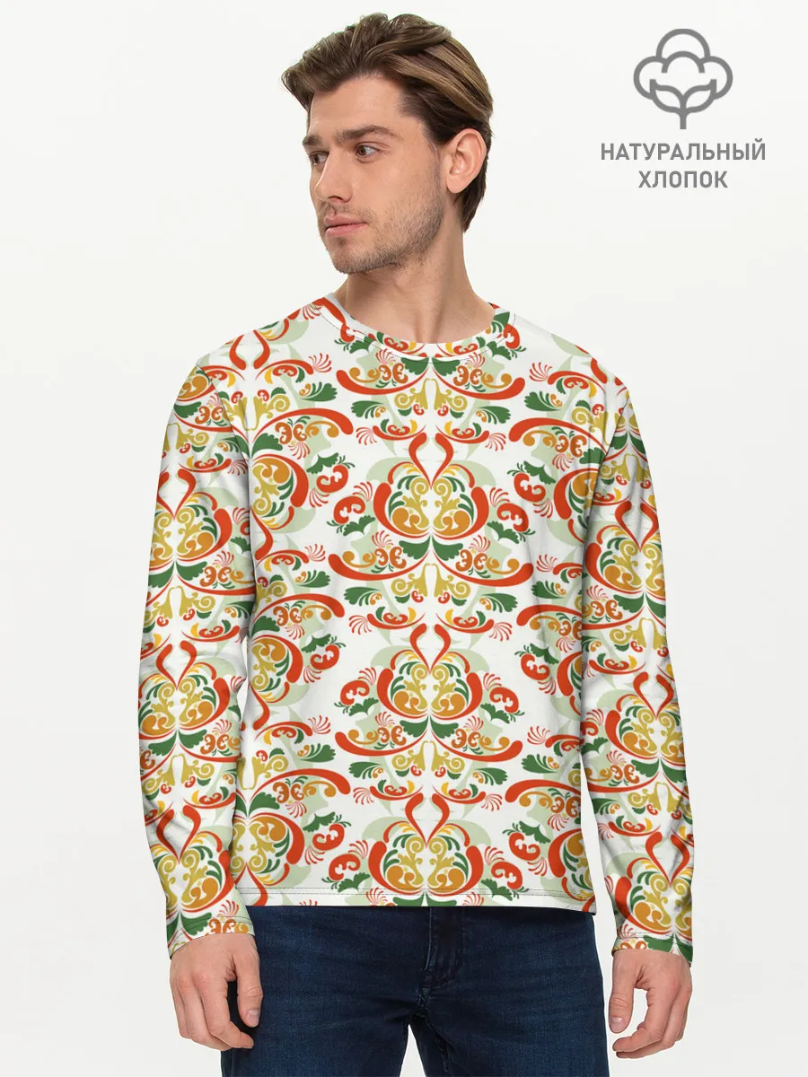 Мужской лонгслив базовый / Хохломские узоры II