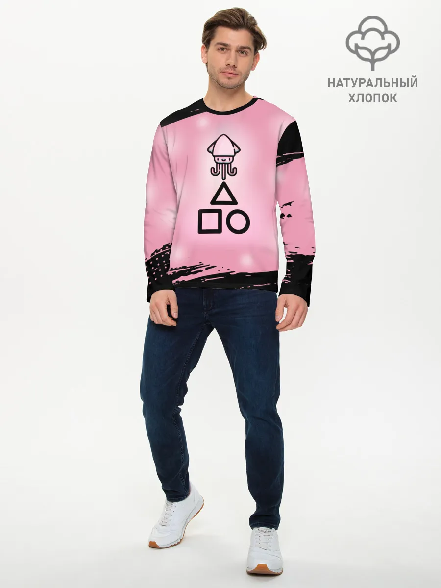 Мужской лонгслив базовый / МИЛЫЙ КАЛЬМАР | ТРЕУГОЛЬНИК КВАДРАТ КРУГ