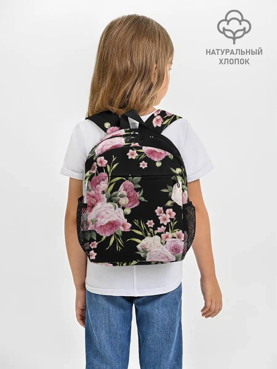 Рюкзак детский / Пионы на Чёрном
