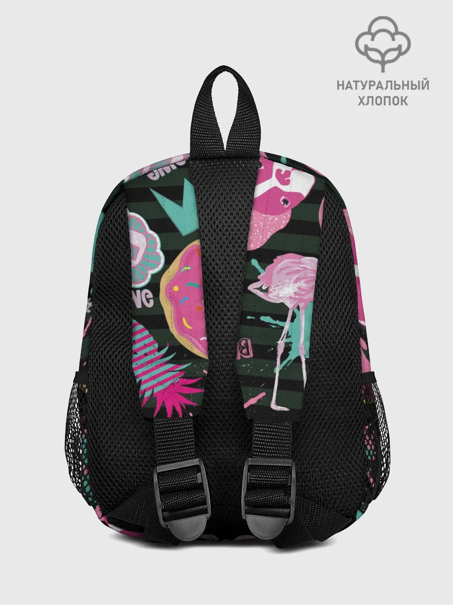 Рюкзак детский / Пончики, мопсы и фламинго.