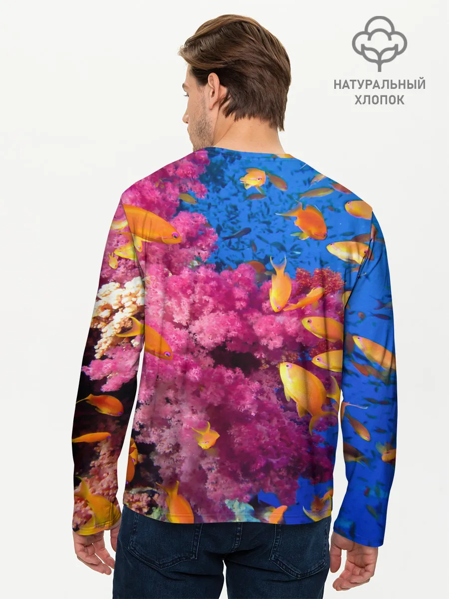 Мужской лонгслив базовый / Коралловые рыбки