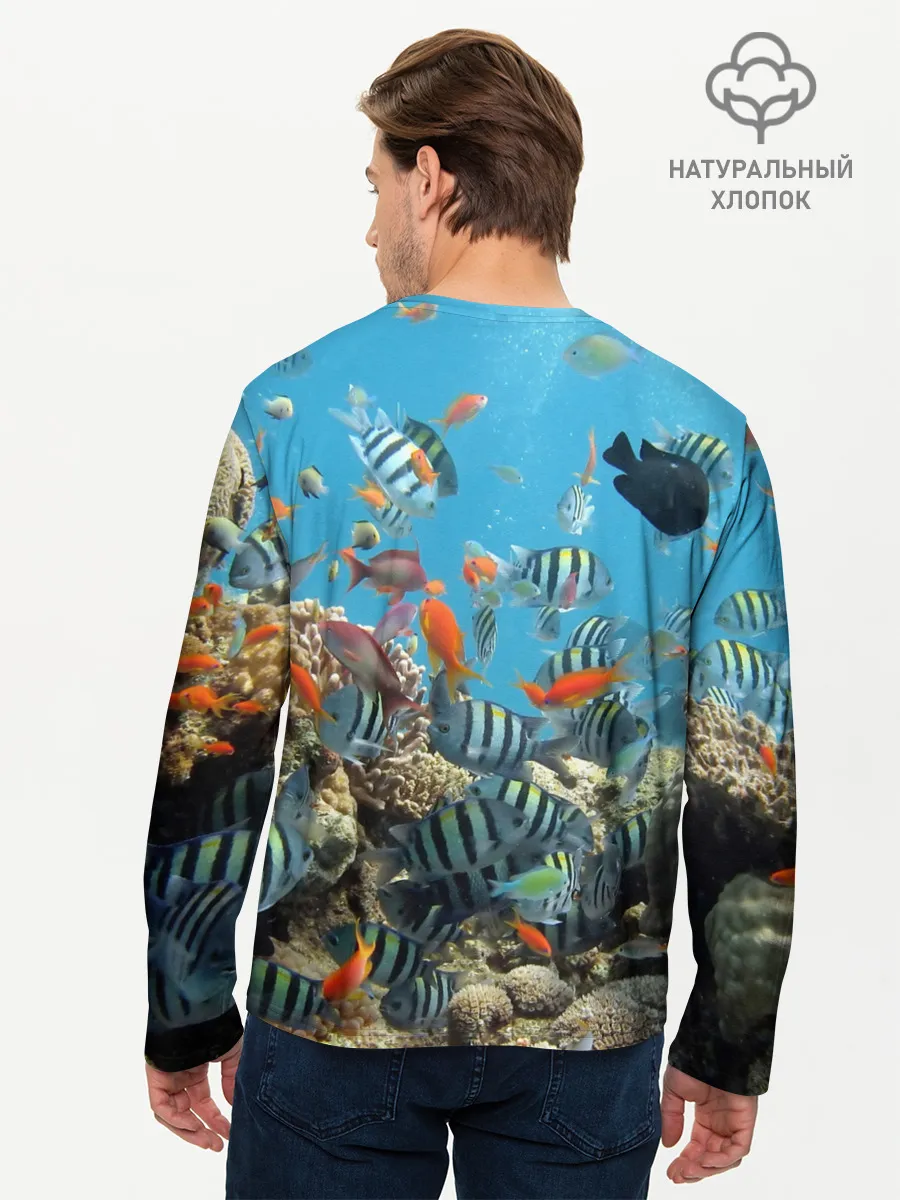 Мужской лонгслив базовый / Коралловые рыбки
