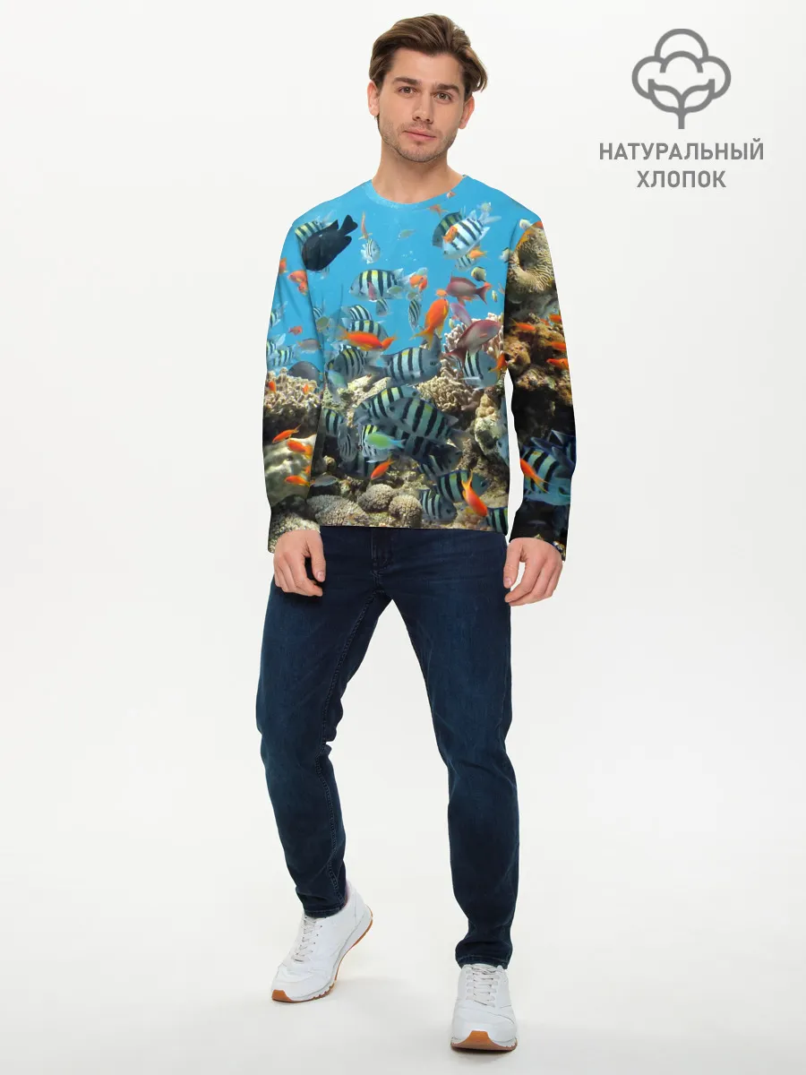 Мужской лонгслив базовый / Коралловые рыбки