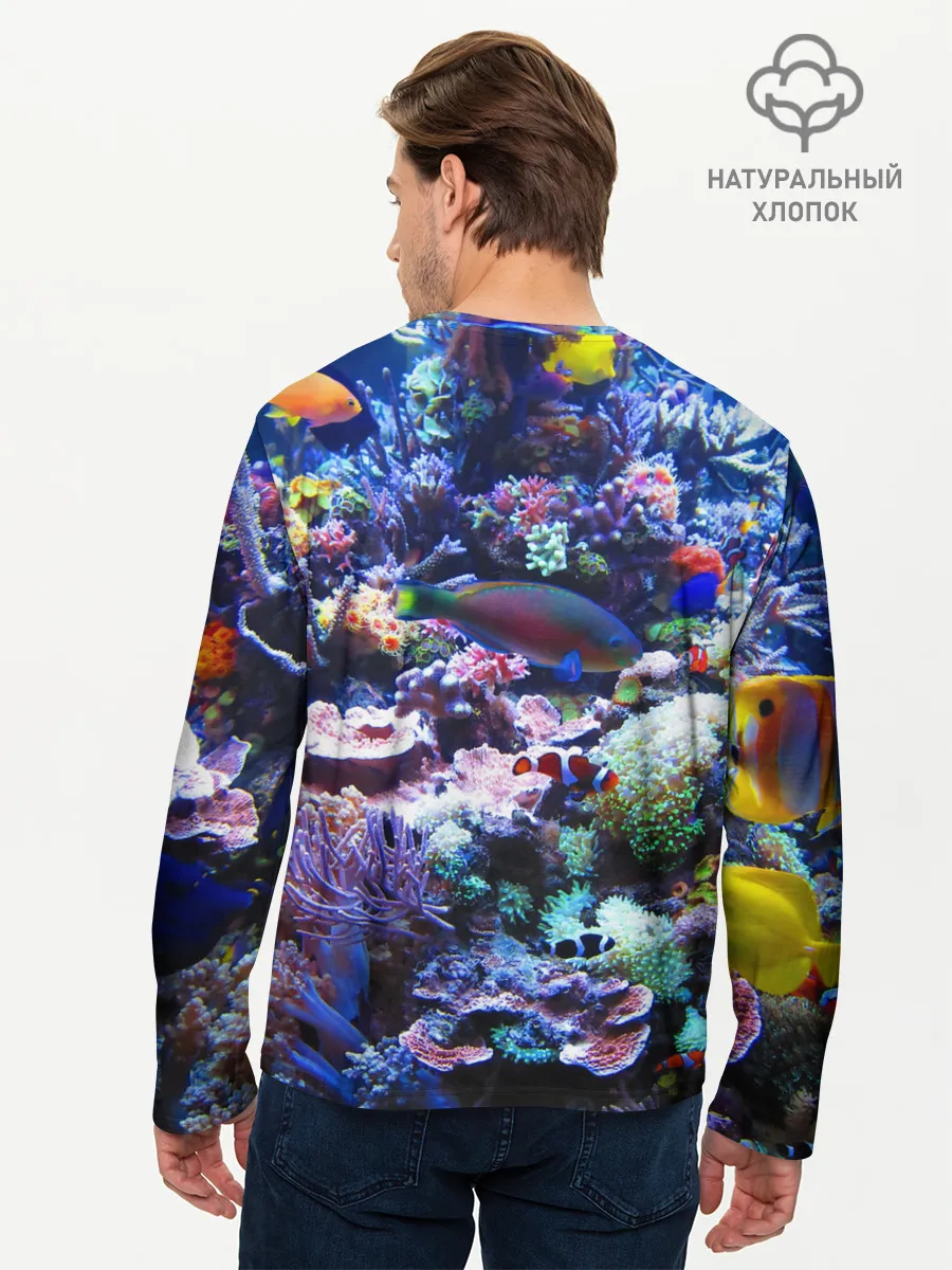 Мужской лонгслив базовый / Коралловые рыбки
