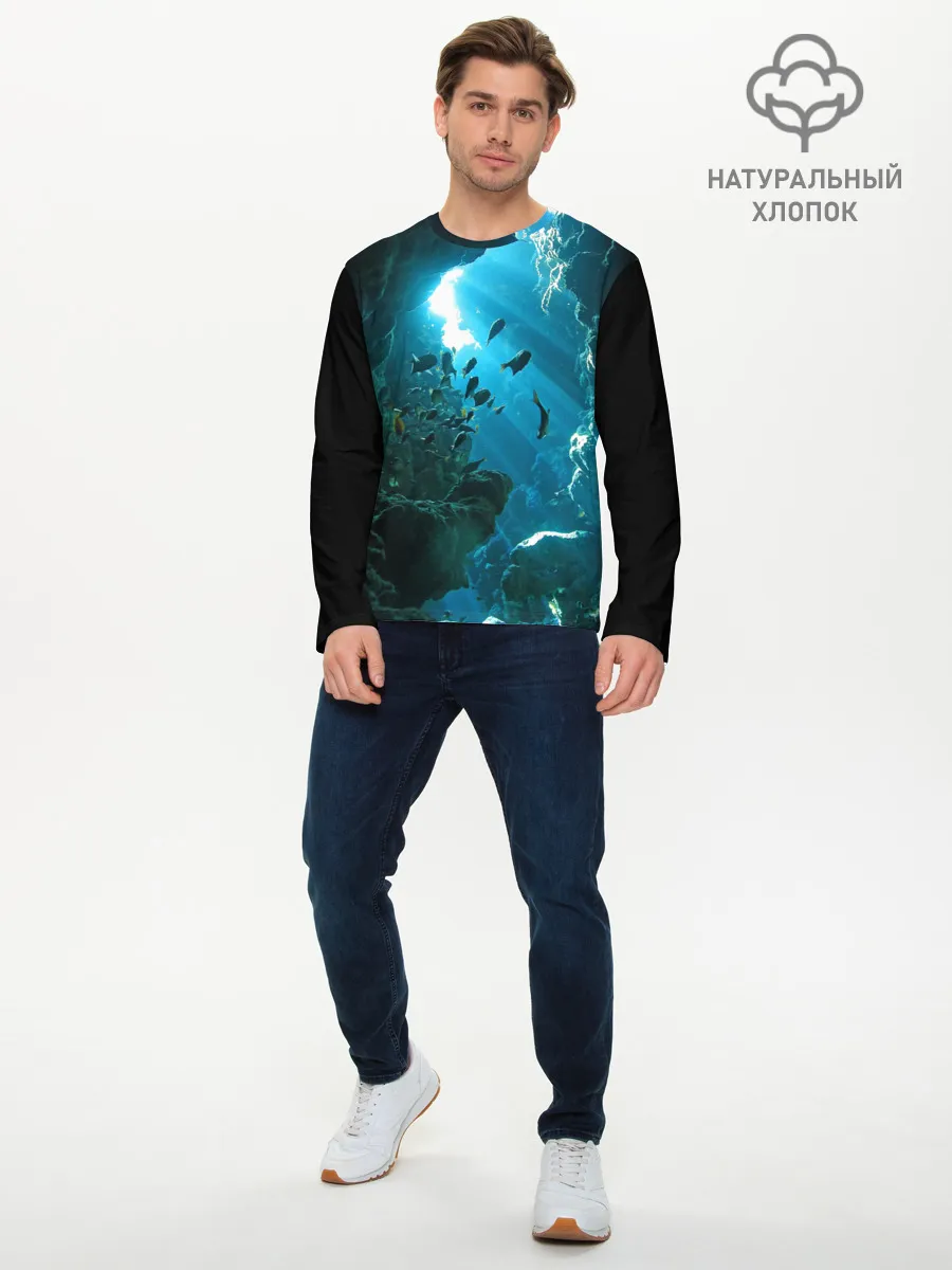 Мужской лонгслив базовый / Коралловые рыбки