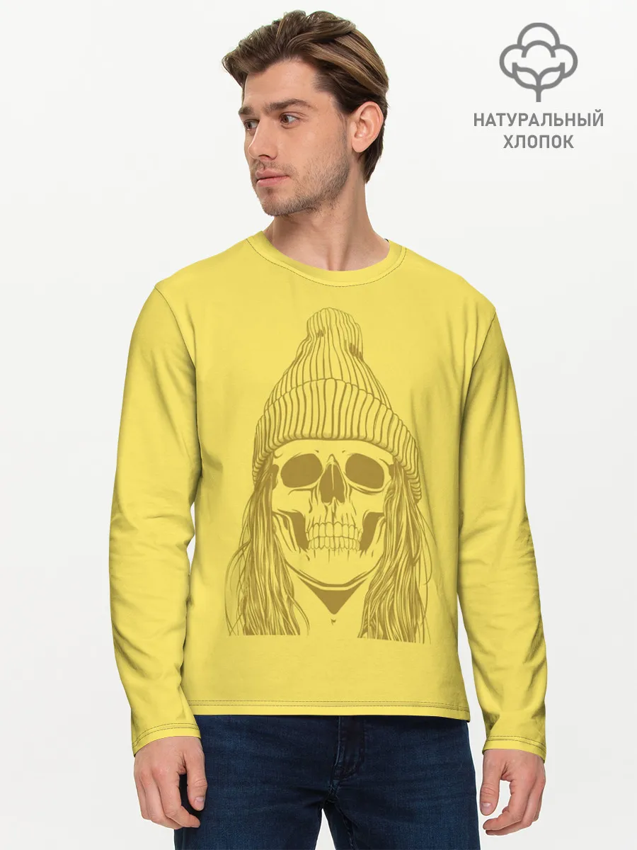 Мужской лонгслив базовый / Черно БелЫй ЧереП