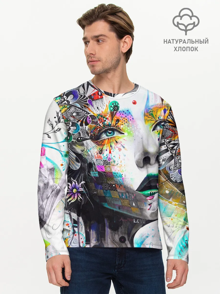 Мужской лонгслив базовый / Абстрактная