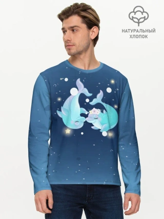 Мужской лонгслив базовый / Два дельфина