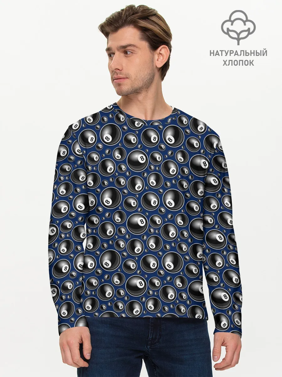 Мужской лонгслив базовый / Бильярд 8