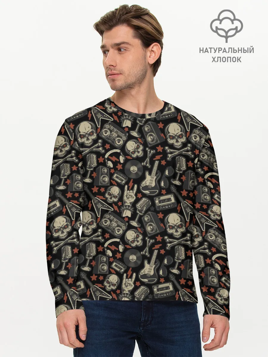 Мужской лонгслив базовый / Scull_pattern_rock