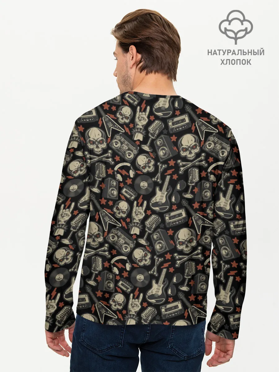 Мужской лонгслив базовый / Scull_pattern_rock