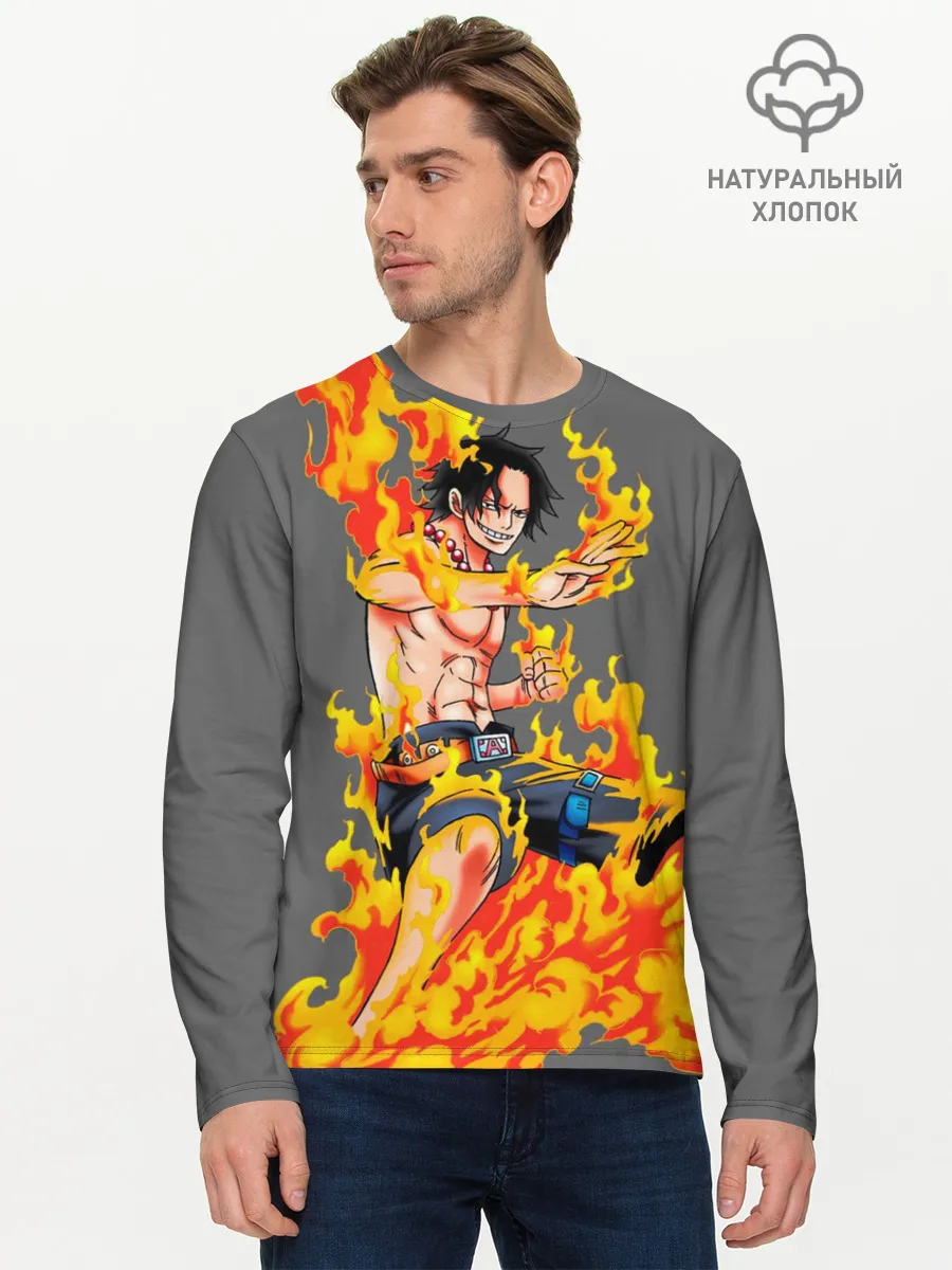 Мужской лонгслив базовый / Портгас Д Эйс из One Piece