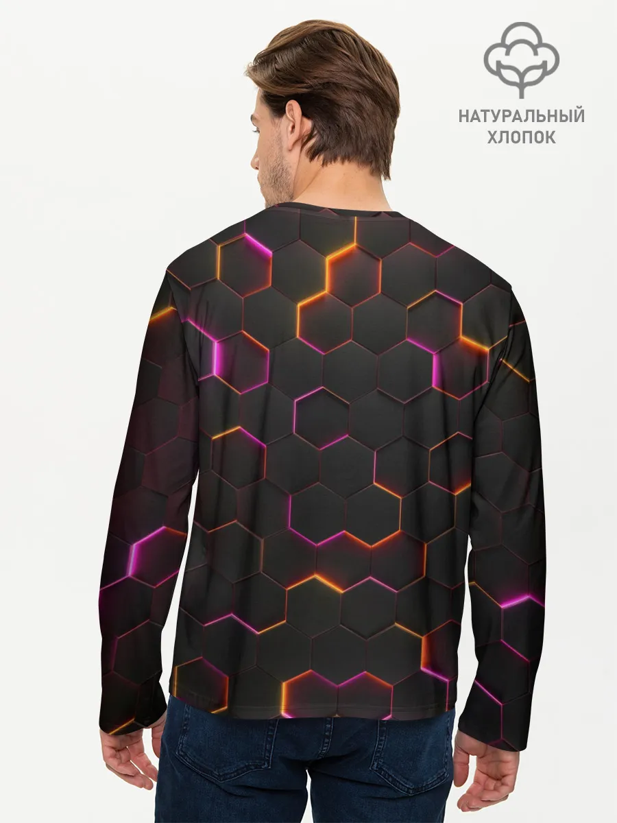 Мужской лонгслив базовый / НЕОН СОТЫ 3D