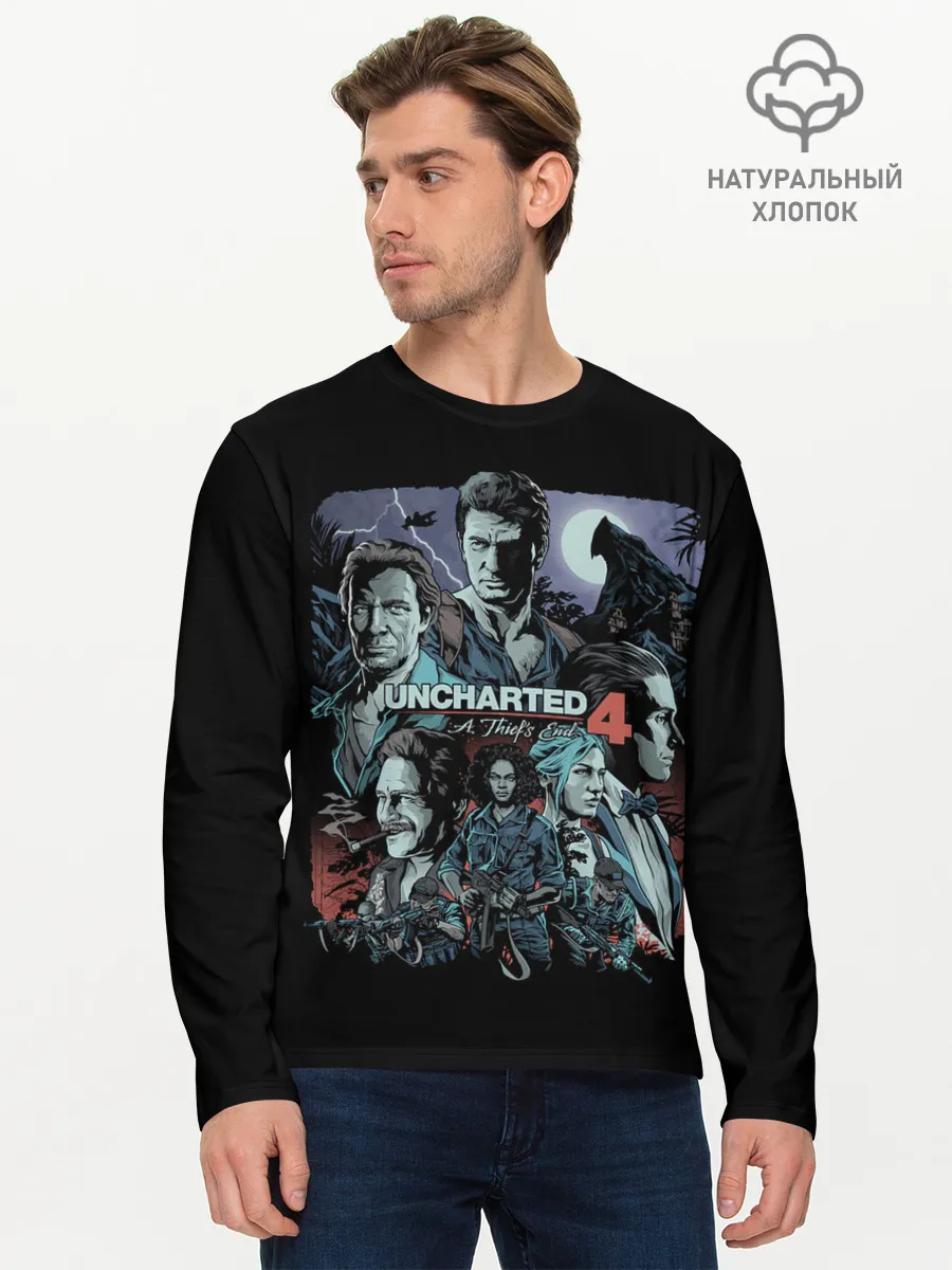 Мужской лонгслив базовый / Team Uncharted