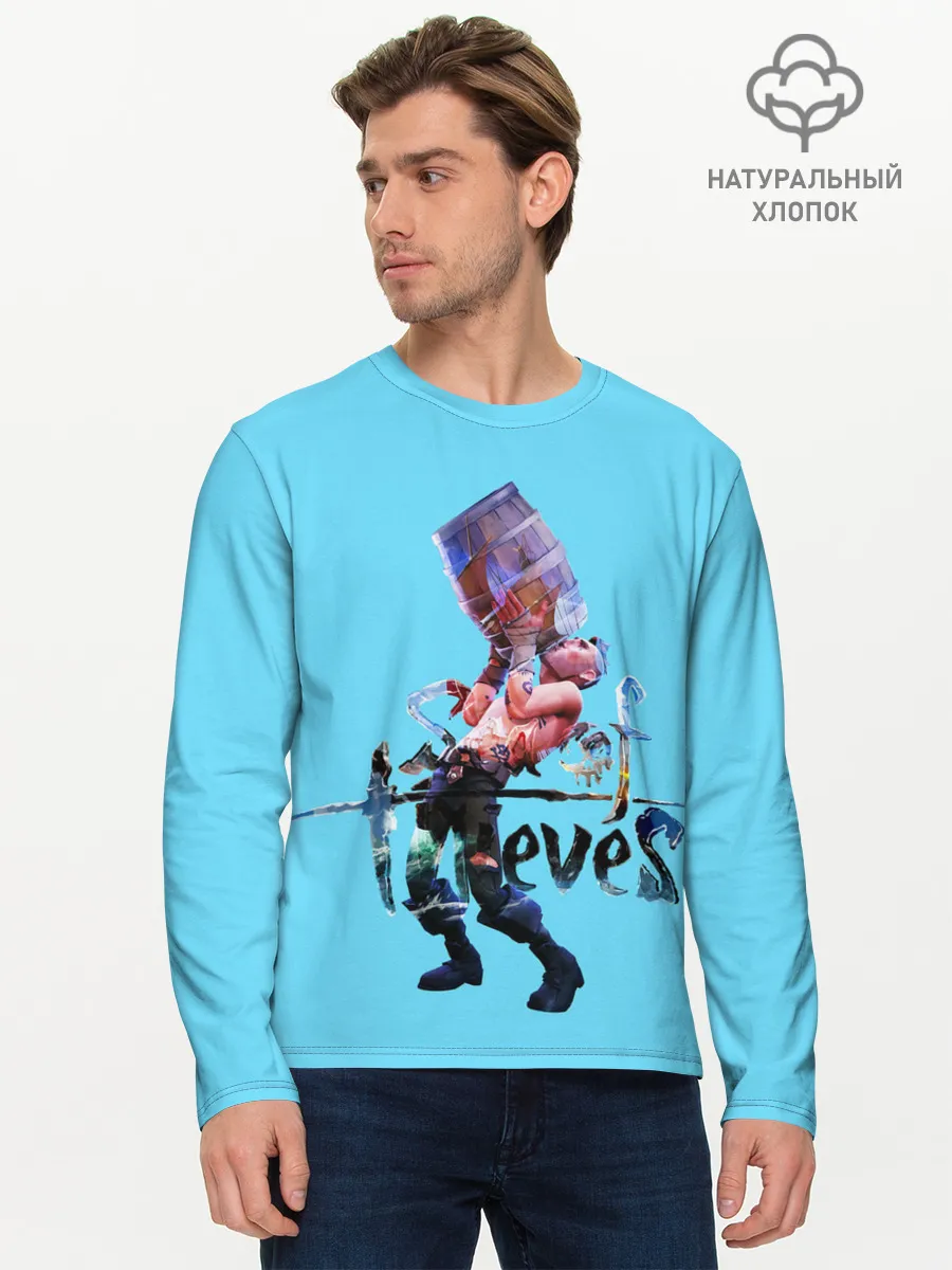 Мужской лонгслив базовый / Пират с бочкой рома