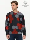 Мужской лонгслив базовый / РАЗНОЦВЕТНЫЕ СОТЫ 3D